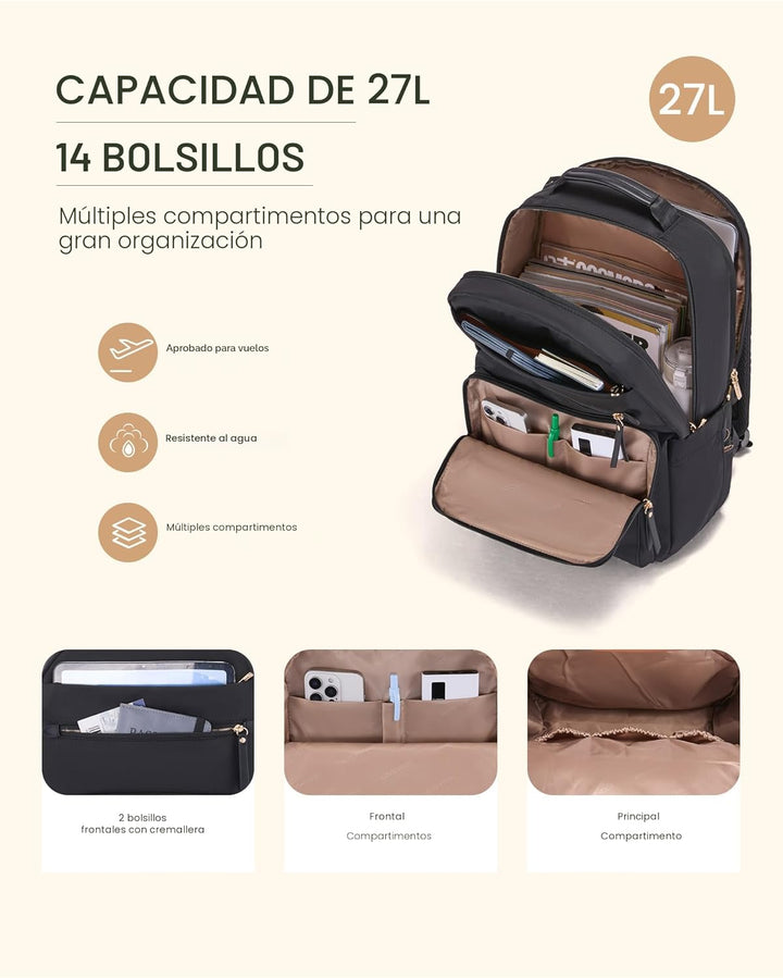 LOVEVOOK Mochila para laptop para mujer con 2 bolsillos extragrande...