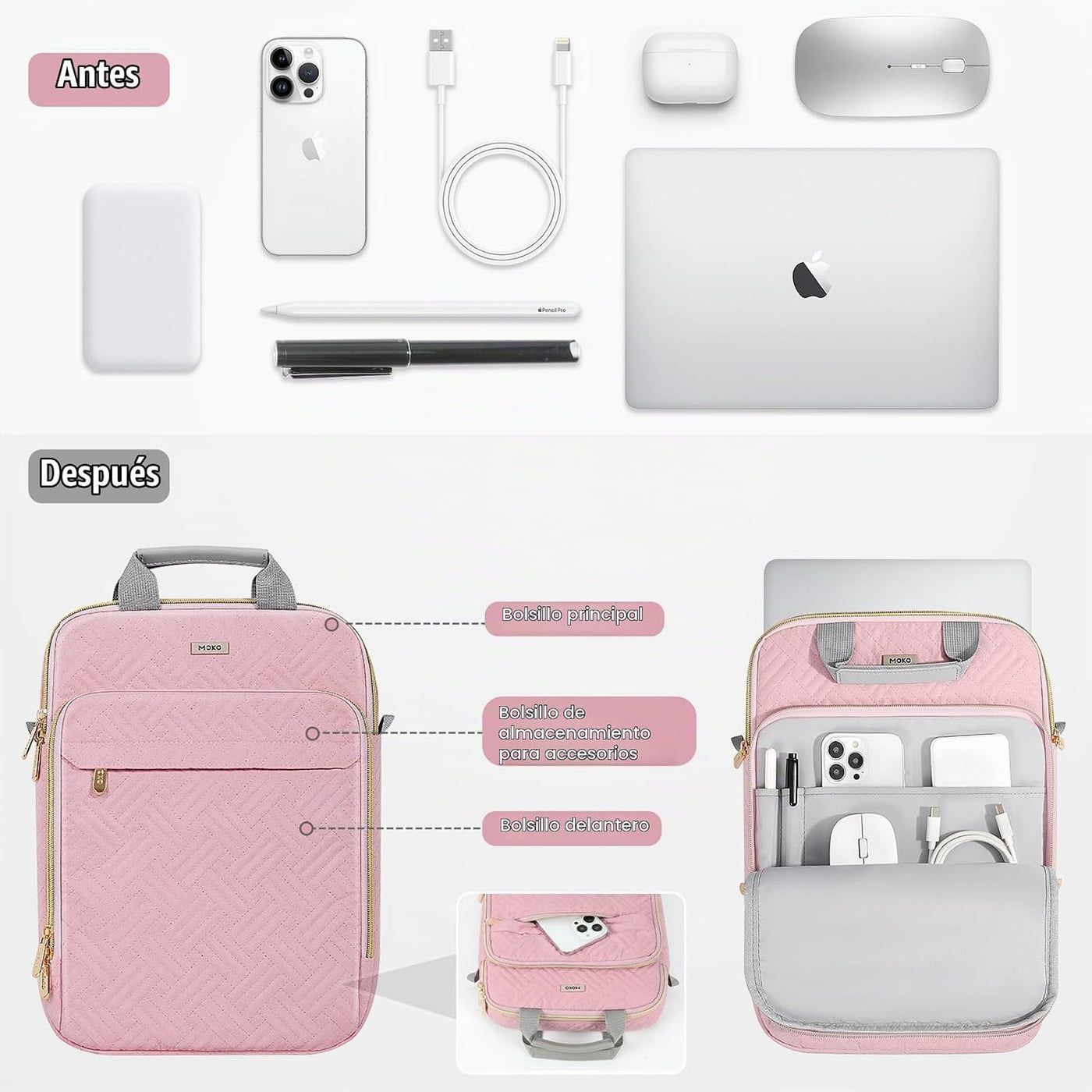 MoKo Funda acolchada para portátil de 13 a 14 pulgadas para Mac Air...