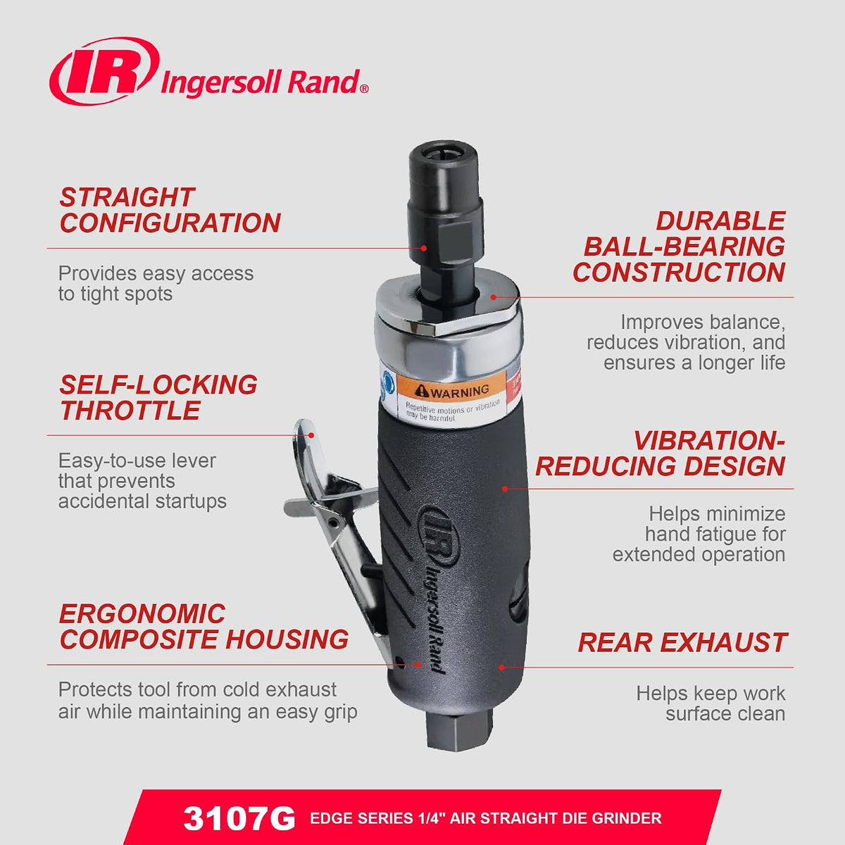 Ingersoll Rand Amoladora de troqueles neumática de 1/4 pulgadas 3107G