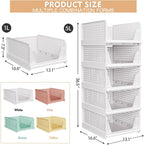 Paquete de 5 Cestas Apilables para Almacenamiento en Closet - Contenedores de Almacenamiento Apilables