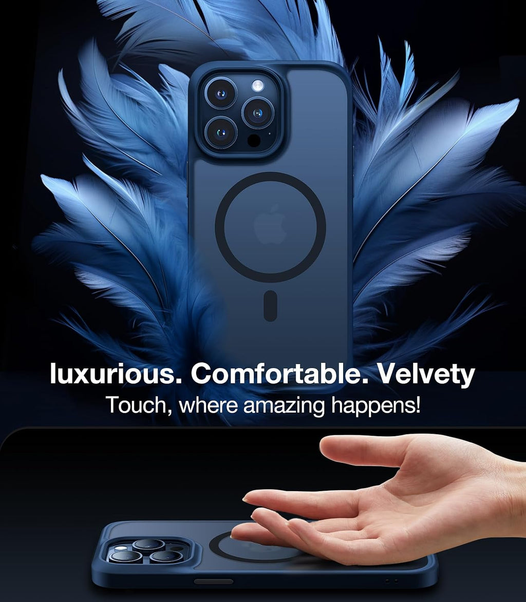 TORRAS Funda magnética a prueba de golpes para iPhone 15 Pro, [probada contra caídas de grado militar] [compatible con MagSafe] translúcida delgada, protectora, antiarañazos, antihuellas, Guardian Mag
