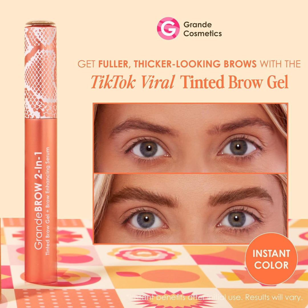 Grande Cosmetics GrandeBROW - Gel tintado para cejas 2 en 1 + suero...