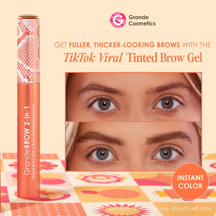 Grande Cosmetics GrandeBROW - Gel tintado para cejas 2 en 1 + suero...