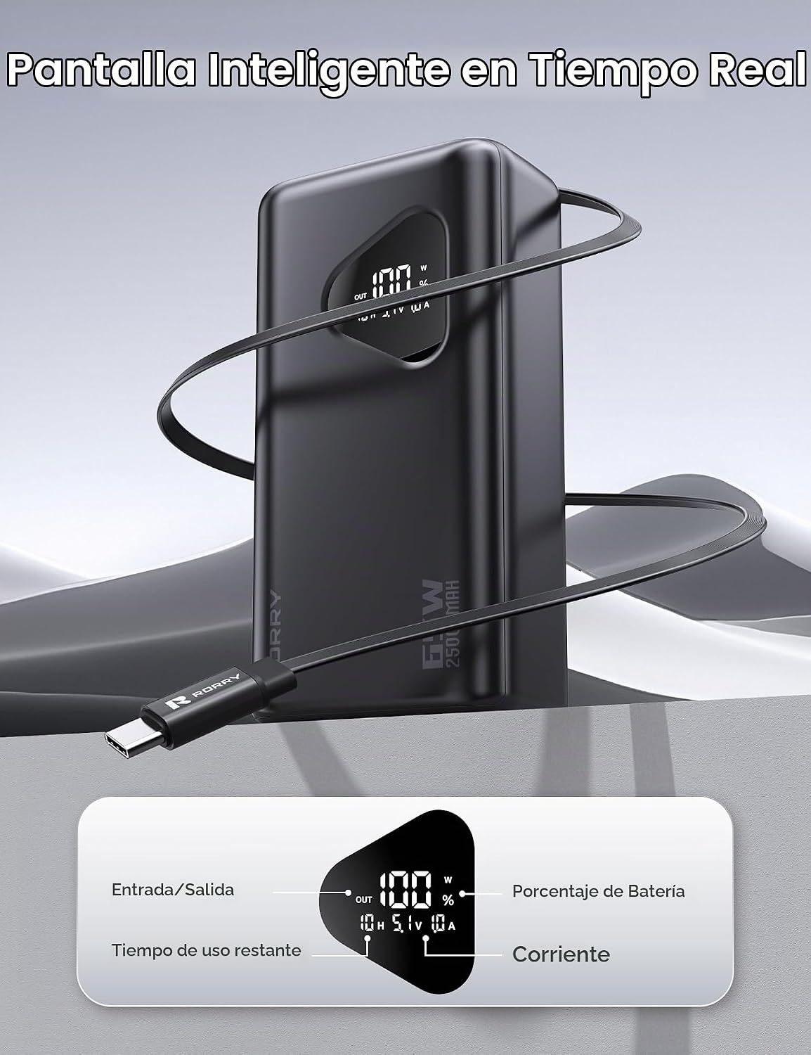 RORRY Laptop Power Bank, 25000mAh 65W Cargador portátil para comput...