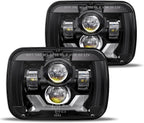 HWSTAR Par de faros delanteros LED H6054 de alta calidad, 5 x 7, 7 x 6, repuesto de haz sellado, compatible con Jeep Cherokee, XJ Wrangler, YJ, DRL, señal de giro alta/baja