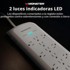 Monster Power Surge Protector w/ 4050 Joule Rating — Heavy Duty 6 FT Surge Protector Power Strip w/ 12 Outlets, 2 USB, 2 Coax, 2 Ethernet puertos — Fireproof MOV, Dual Mode, Clean Tech (blanco)