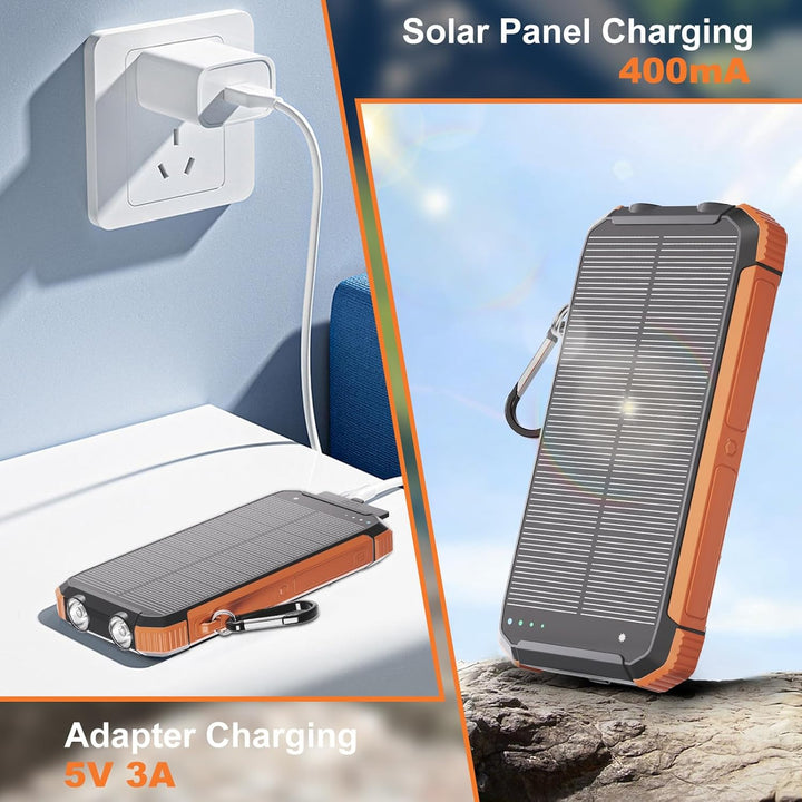 Cargador solar portátil, batería inalámbrica de carga rápida, entra...