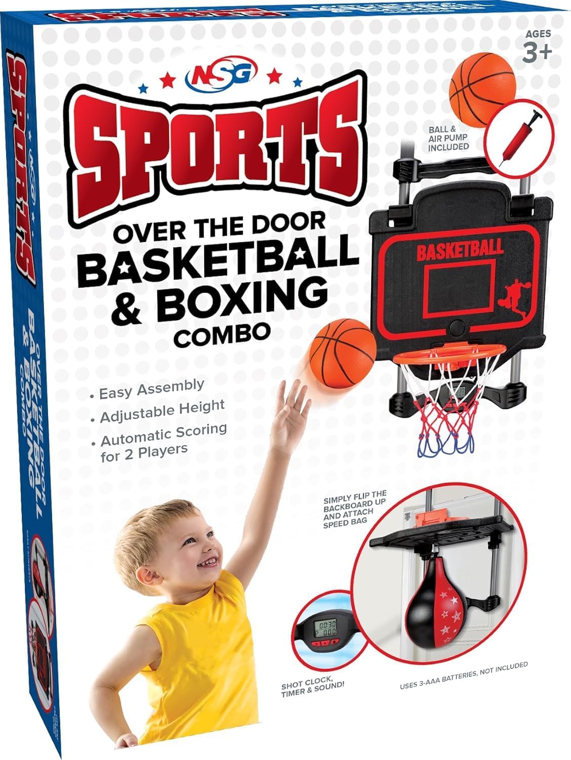 Combo de baloncesto y boxeo para colocar sobre la puerta, juego 2 en 1 con aro ajustable y bolsa de velocidad, marcador y efectos de sonido, divertido juguete deportivo de interior para niños y adultos