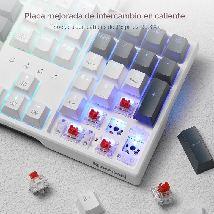 Redragon Teclado para juegos K668 RGB, teclado mecánico con cable d...