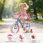 Bicicleta WinHope Fairy Girls con Asiento para Muñeca, Bicicleta Infantil de 12-20 Pulgadas para Edades 2-12