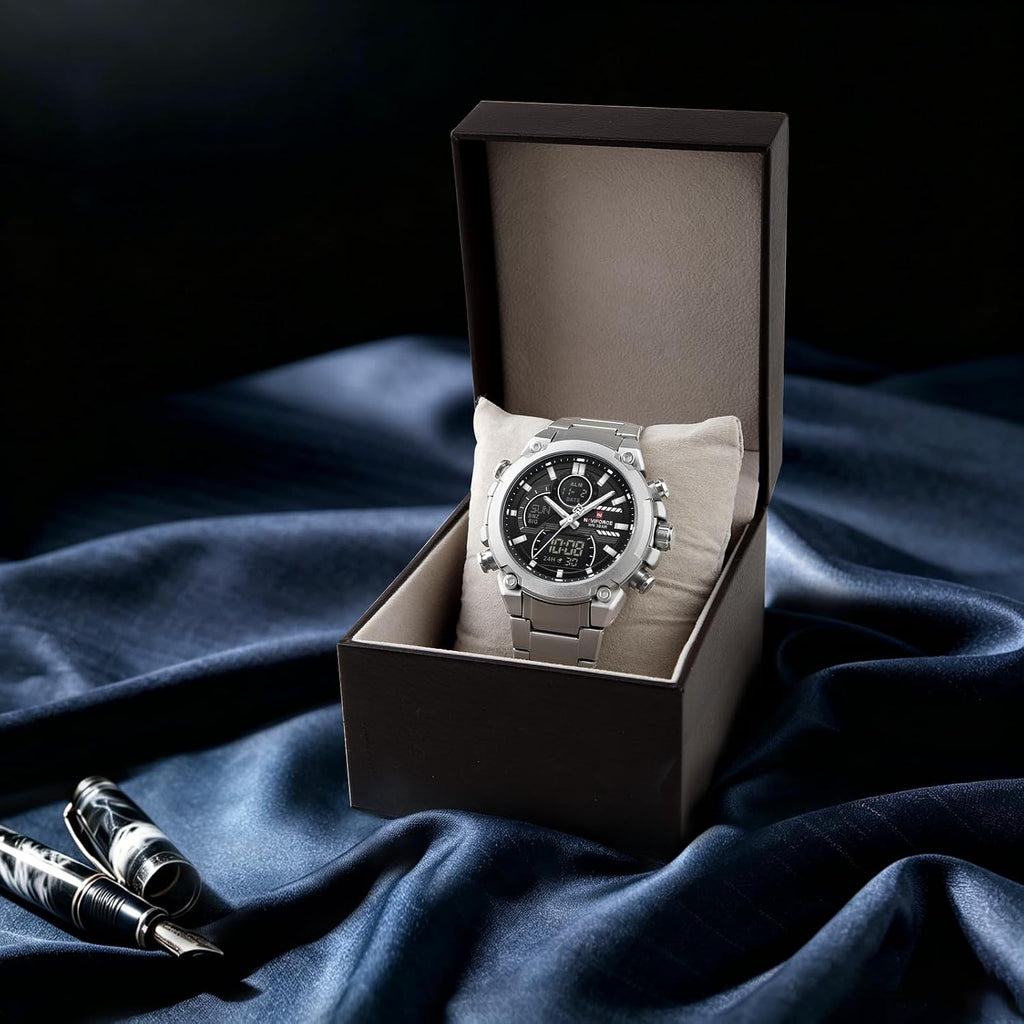 NAVIFORCE Relojes digitales multifunción, reloj analógico impermeable 3ATM para hombres, reloj de pulsera de lujo luminoso, regalo