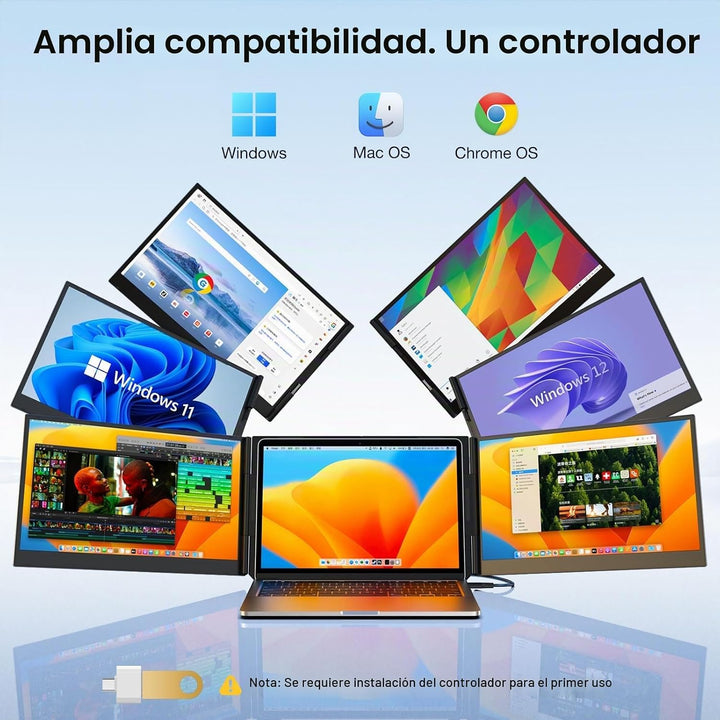 Extensor de pantalla para laptop, pantalla IPS FHD 1080P de 15.6 pu...