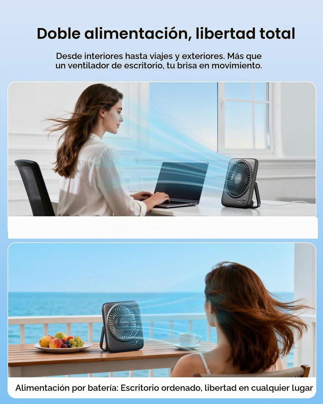 Otlonpe Ventilador de escritorio portátil personal, pequeño ventila...