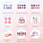 PERRYHOME Juego de maquillaje para niños para niña, 56 piezas, cosméticos