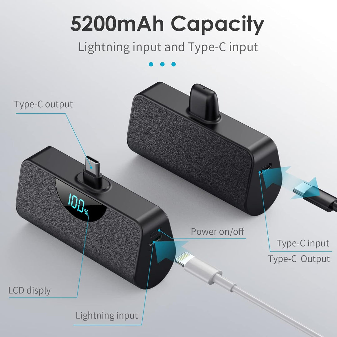 Mini cargador portátil USB C, batería mejorada de carga rápida PD d...