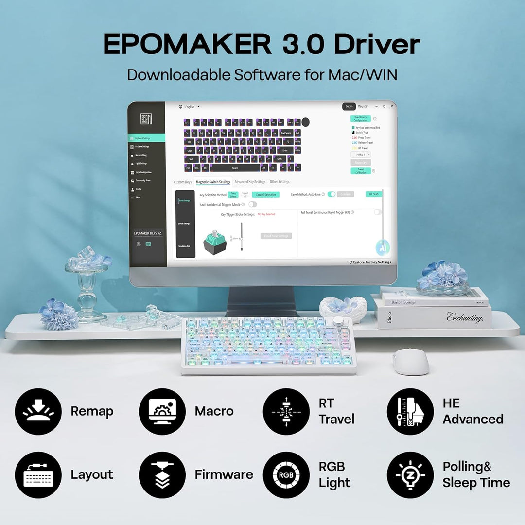EPOMAKER HE75 V2 Teclado para juegos con efecto Hall, sondeo de 8K...