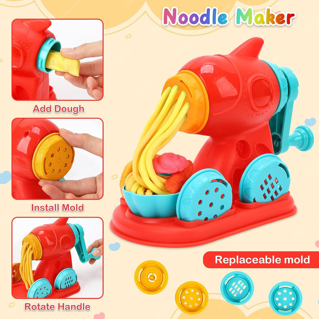 Juego de cocina 3 en 1, 24 herramientas de alimentos de masa de colores
