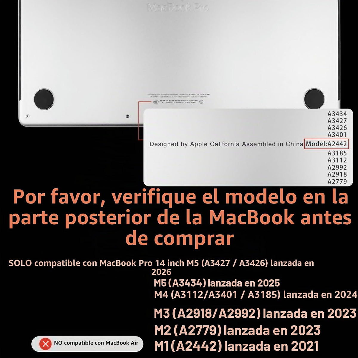 MEEgoodo Funda compatible con MacBook Pro de 14 pulgadas (M5\/M4\/M...