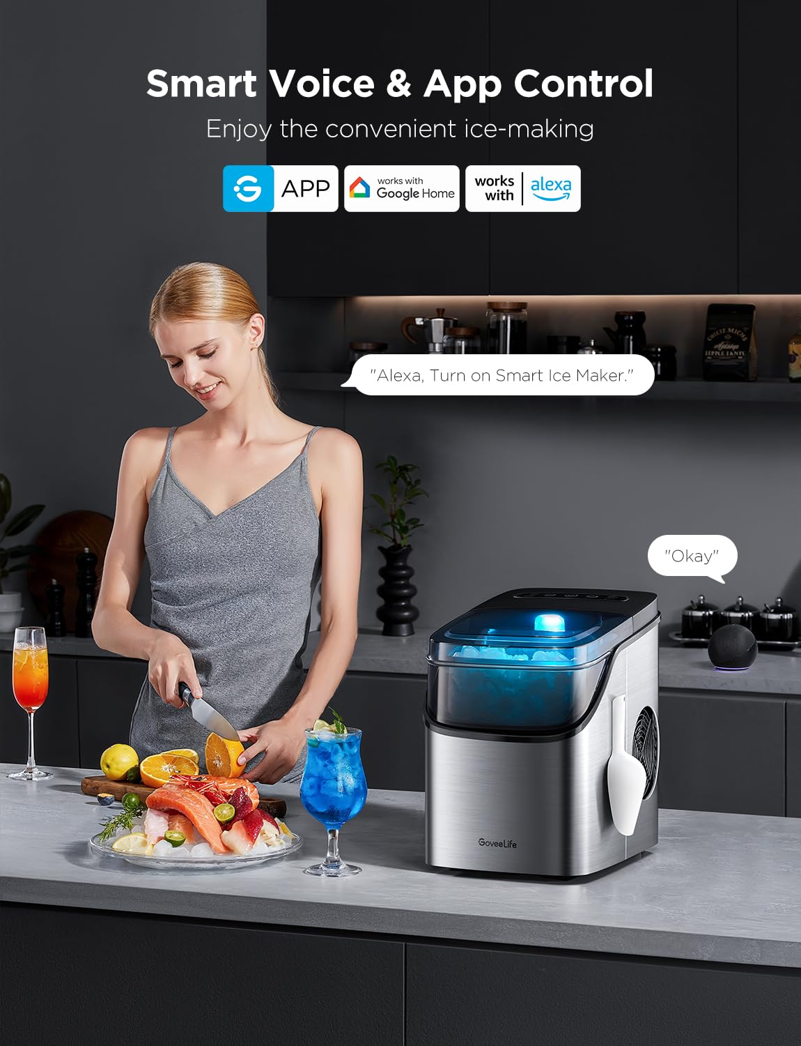 GoveeLife Máquina de hielo inteligente, 9 cubos de hielo en 6 minutos
