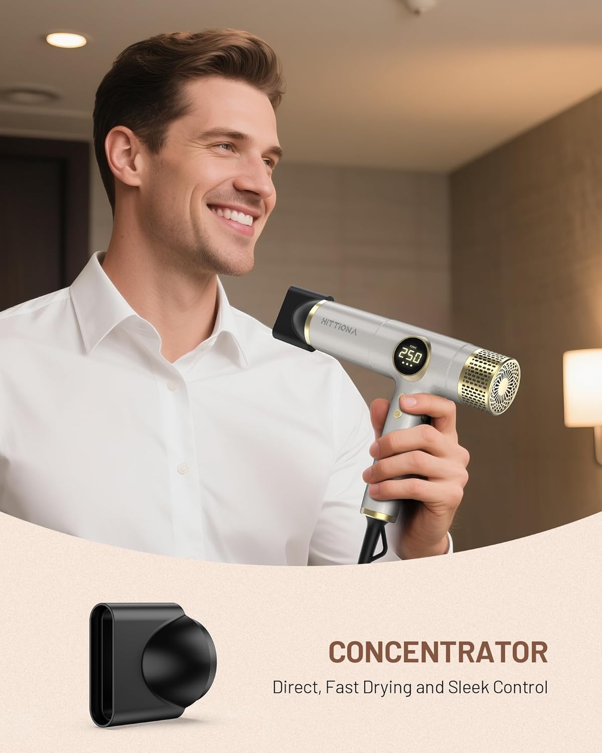 HITTIONA Secador de pelo de viaje de doble voltaje con difusor magn...