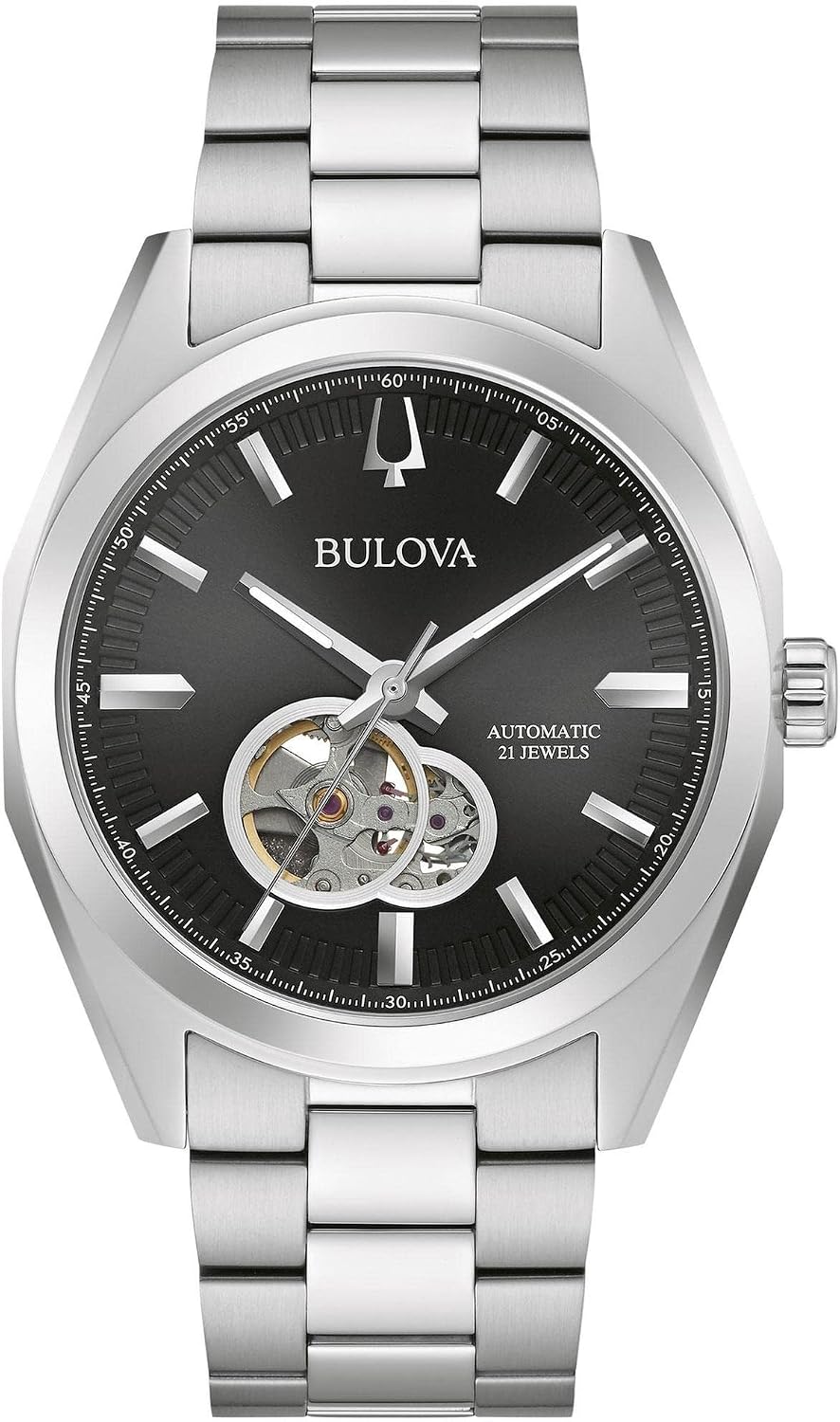 Bulova Reloj automático clásico de 3 manecillas para hombre, función de hack, manecilla luminosa, apertura abierta, caja de tornillo, 1.654 in