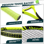 Paquete de 2 raquetas de tenis neón para adultos, juego de raquetas de tenis de aluminio ligeras de 27 pulgadas con 3 pelotas y bolsa, acabado mate vibrante de alta visibilidad para