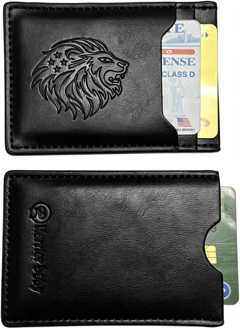 Cartera minimalista delgada para hombre, tarjetero de bolsillo frontal
