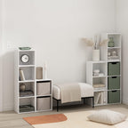 Furinno PASIR - Estantería moderna de 2 niveles, estantes abiertos de 9 x 12 x 21 pulgadas, fácil montaje, para sala de estar, dormitorio, oficina en casa, color blanco