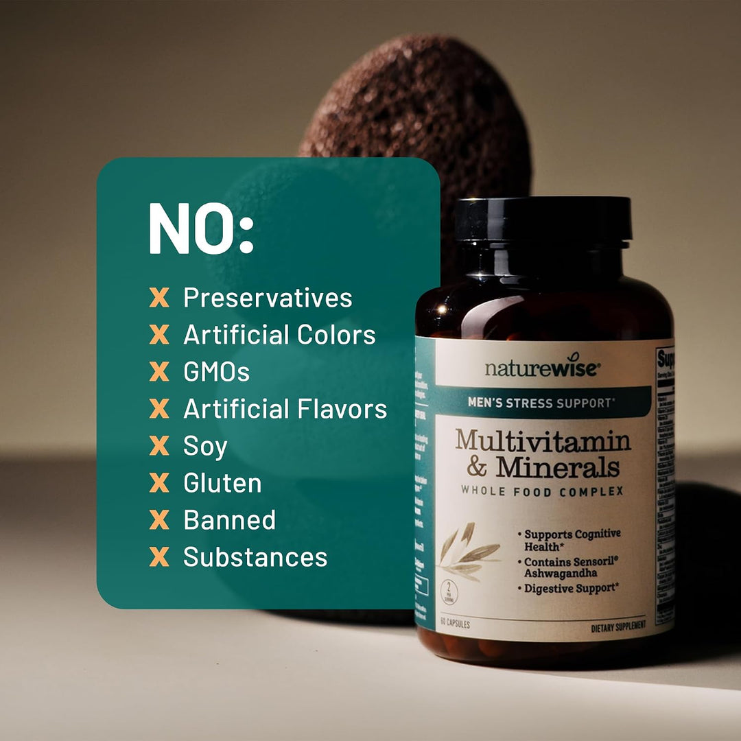 NatureWise Multivitamínico para hombres + apoyo al estrés + mineral...