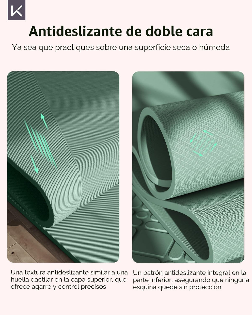 KEEP Tapete de yoga, 32 pulgadas, extra ancho, para hombres y mujeres, 0.276 in de grosor, doble cara, antideslizante, ecológico, tapete de yoga para pilates, entrenamiento y fitness