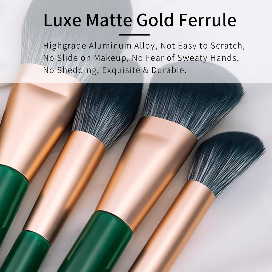 Juego de brochas de maquillaje de fibra natural y pelo de cabra pro...