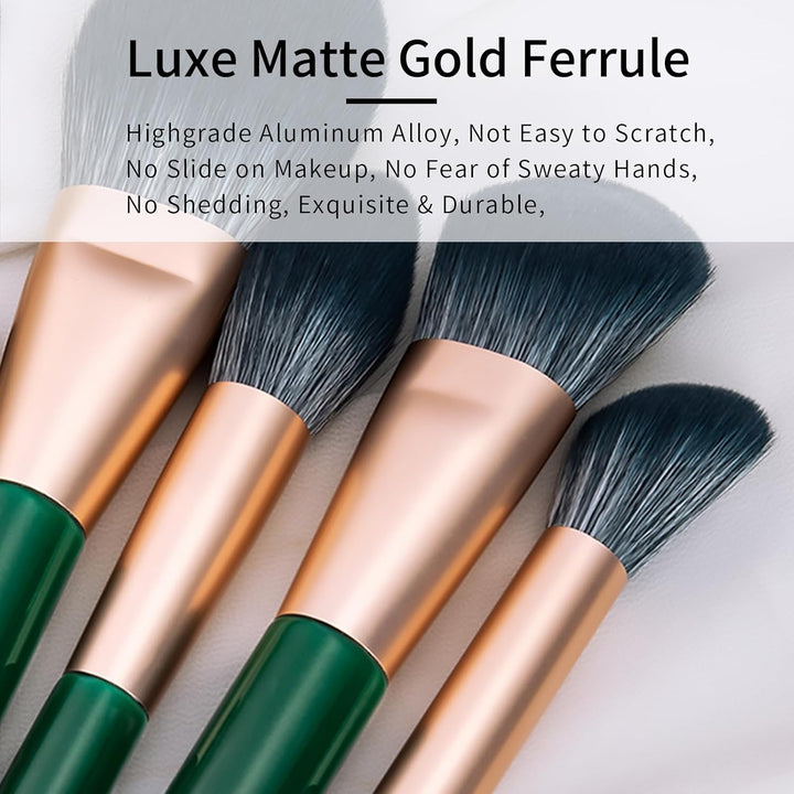 Juego de brochas de maquillaje de fibra natural y pelo de cabra pro...