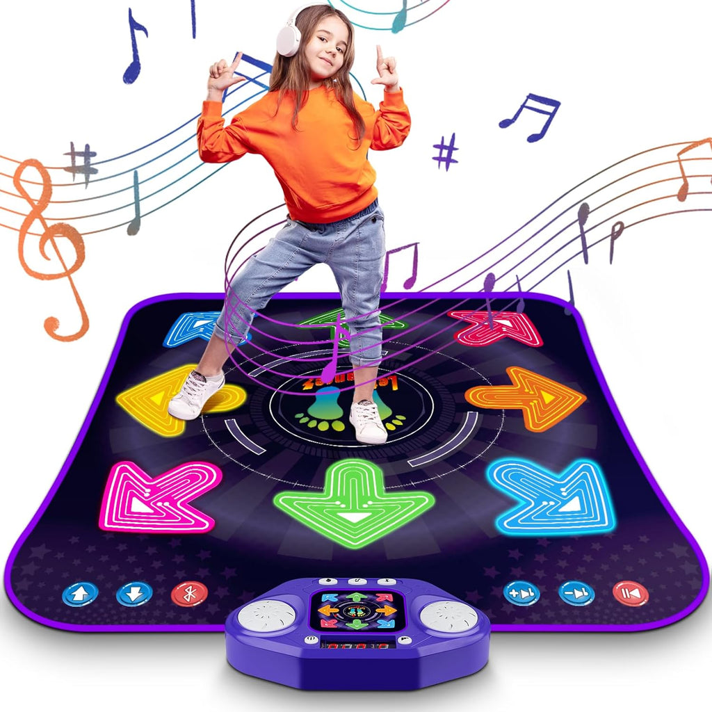 Juguetes de alfombrilla de baile para niñas y niños de 3 a 12 años, alfombrillas de baile con 8 botones iluminados y Bluetooth inalámbrico, juguete de baile con música y 5 modos de juego, regalos de