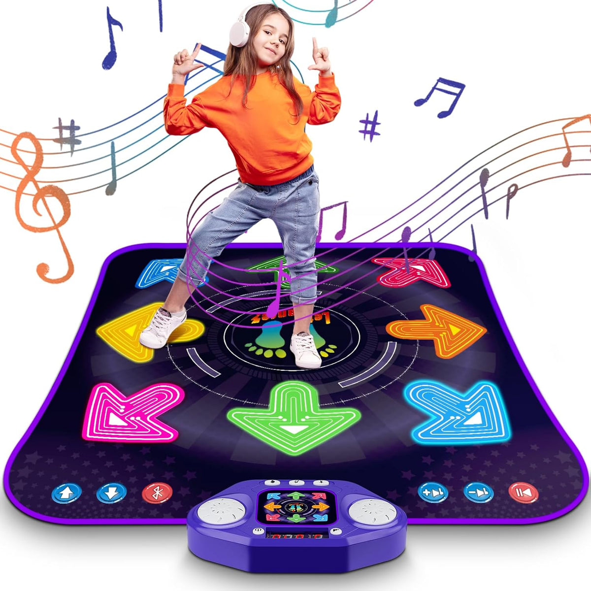 Juguetes de alfombrilla de baile para niñas y niños de 3 a 12 años, alfombrillas de baile con 8 botones iluminados y Bluetooth inalámbrico, juguete de baile con música y 5 modos de juego, regalos de