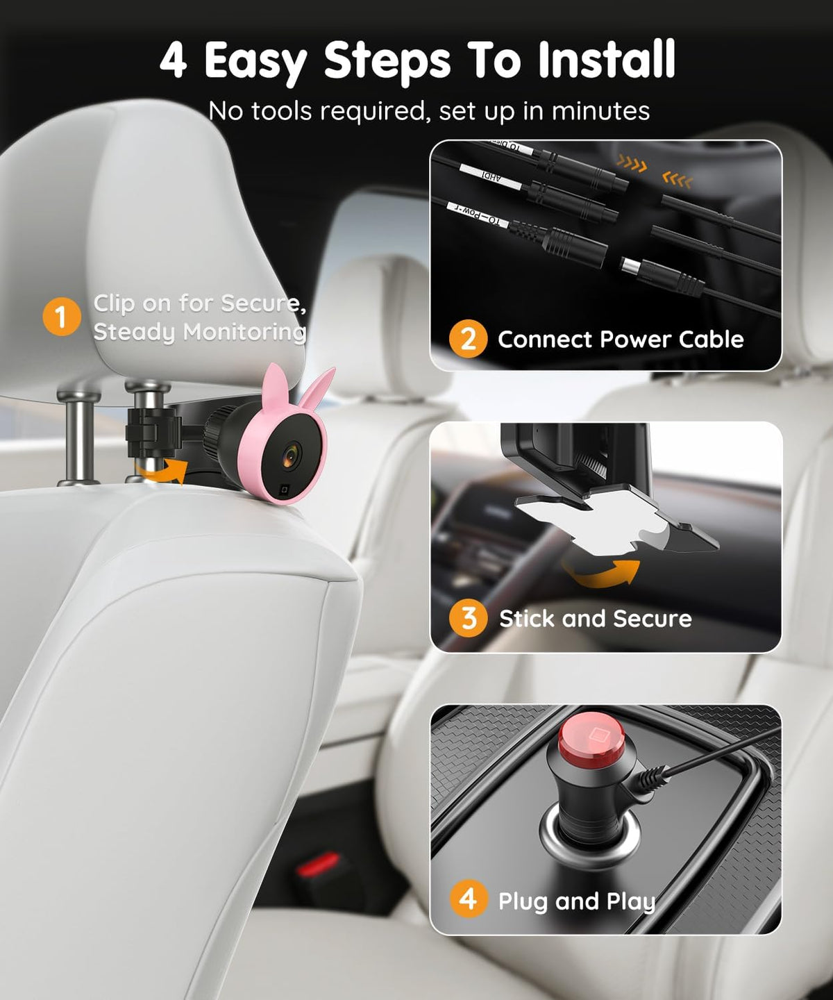 Babyvue BV3 MAX Cámara dual para coche de bebé para 2 niños, pantal...