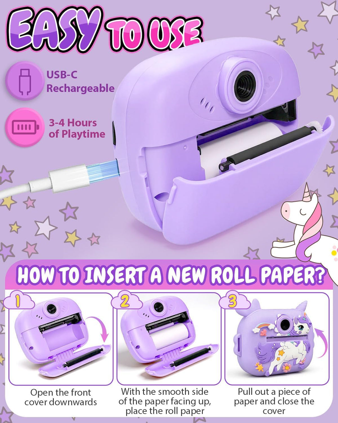 Cámara para niños con impresión instantánea, cámaras instantáneas p...