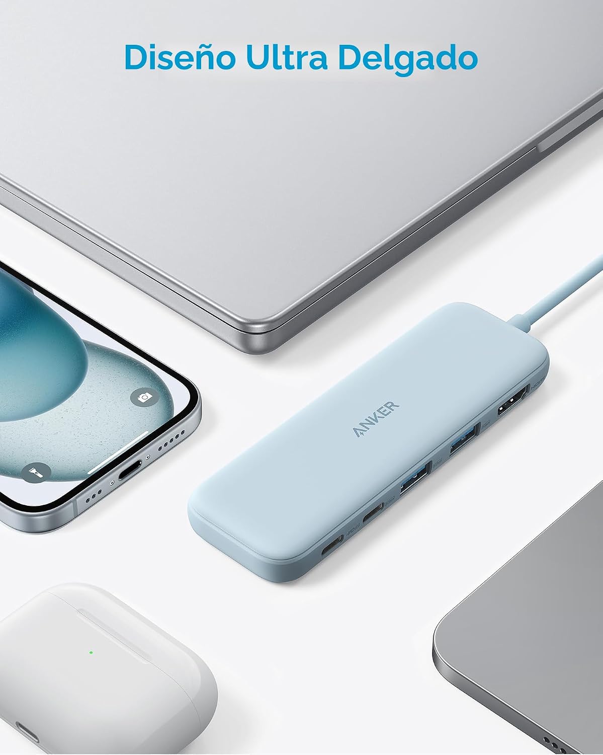Anker Hub USB C, adaptador USB C 5 en 1 a HDMI con pantalla 4K, USB...