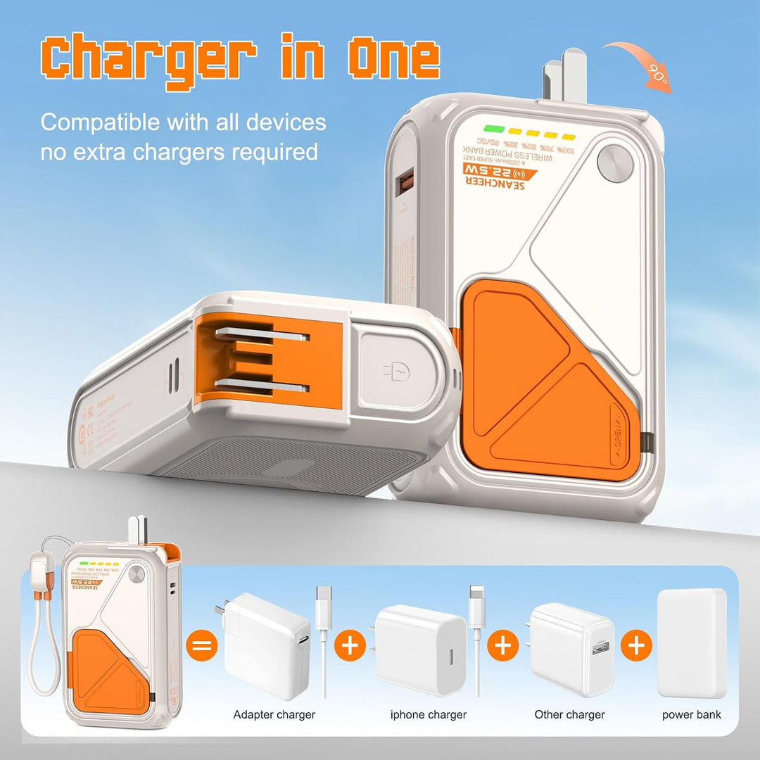 SEANCHEER P05 Cargador portátil, banco de energía magnético, pequeñ...
