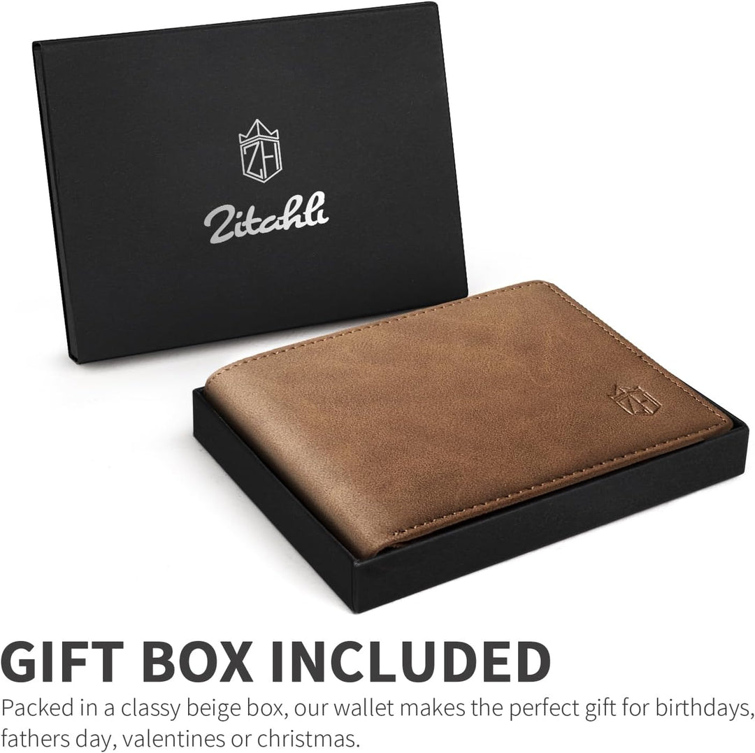 Billetera Zitahli para hombre, delgada, RFID, de cuero, con 2 venta...