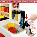 GEIYATOI Juego de cocina para niños de 34.5 pulgadas con estufa de vapor y