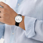 Reloj para Hombre a.b.art – Indicador de Fecha Saltante, Movimiento de Cuarzo Ronda, Cristal de Zafiro, Caja Ultrafina de Acero Inoxidable, Reloj de Pulsera Minimalista Estilo Bauhaus 41MM