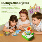 Tocadiscos fonógrafo infantil con 96 tarjetas de aprendizaje