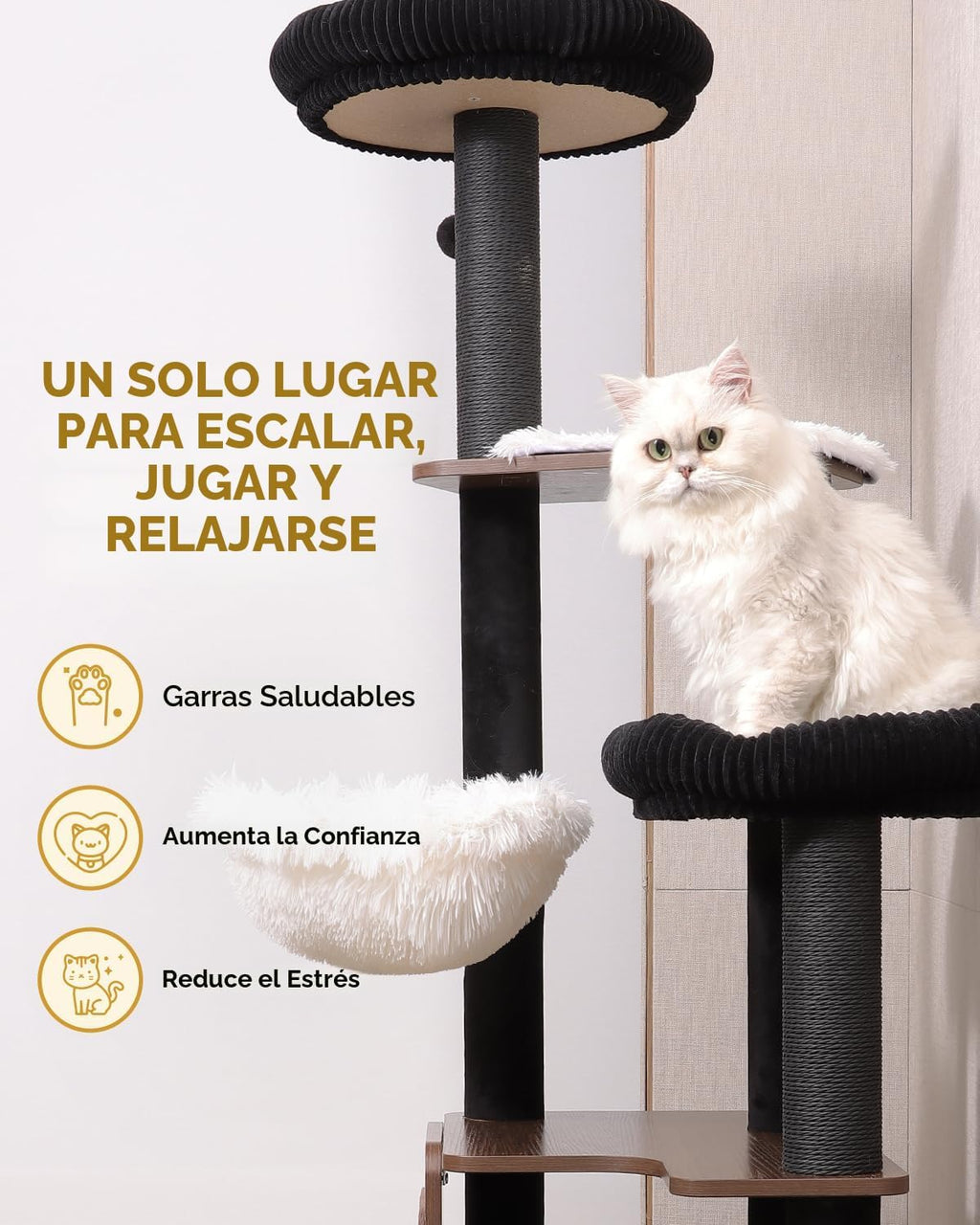 Árbol moderno para gatos de interior de 63 pulgadas
