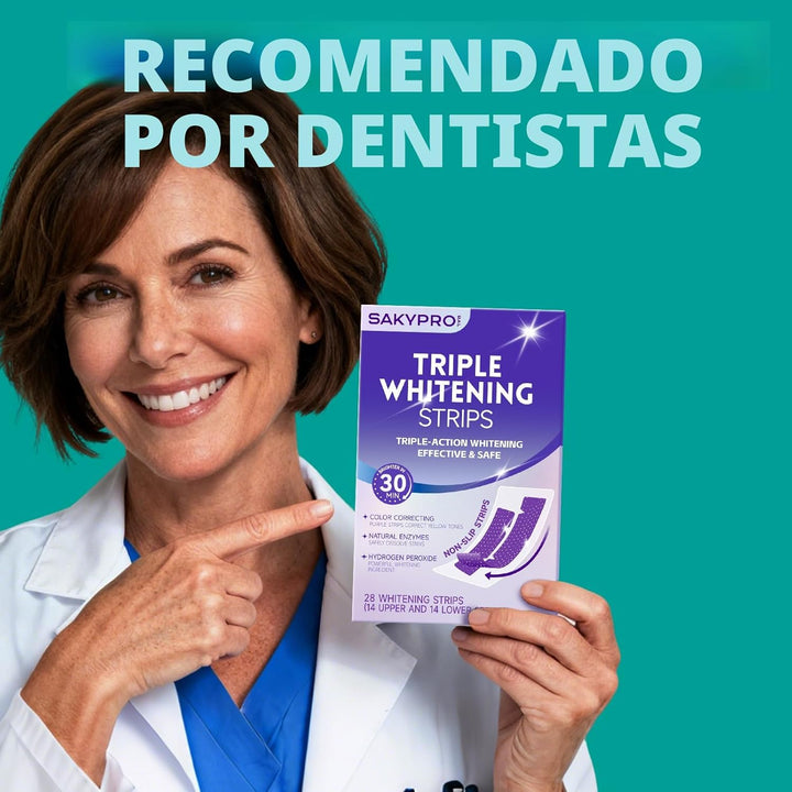 SAKYPRORAL Tiras blanqueadoras moradas, resultados de larga duració...