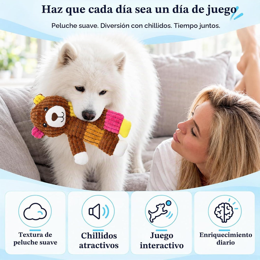 LECHONG 5 juguetes chirriantes para perros, juguetes grandes arrugados para perros grandes, medianos y pequeños, juguetes para cachorros para mantenerlos ocupados. Paquete de juguetes para perros de
