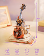 ROKR 3D Rompecabezas para Adultos, Cajas de Música de Madera - Violonchelo, Kits de Modelado para Adultos, Conjuntos de Construcción DIY, Regalos de Cumpleaños para Hobbies de Mujeres y Hombres