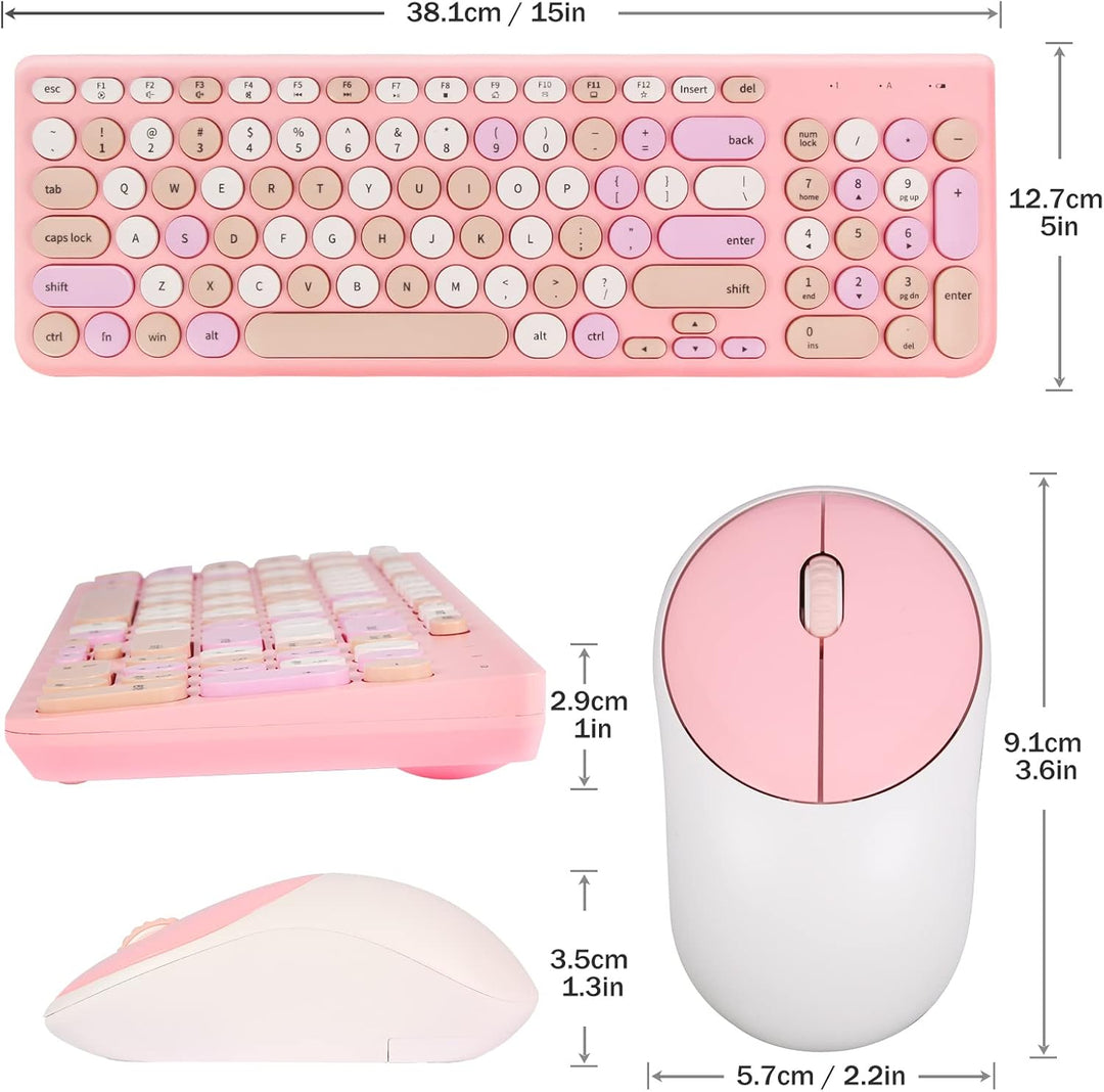 Combo de teclado y mouse inalámbricos, teclado retro de máquina de...