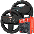Orzly Volante Compatible con Switch 2 (Consola 2025) – Paquete Twin de Accesorios de Volante para Joy-Con Controllers y Juegos de Carrera de MarioKart (2 Volantes Neutros/Negros) Empacado como Regalo