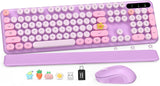 Combo de teclado y mouse inalámbricos con teclas redondas, teclado...