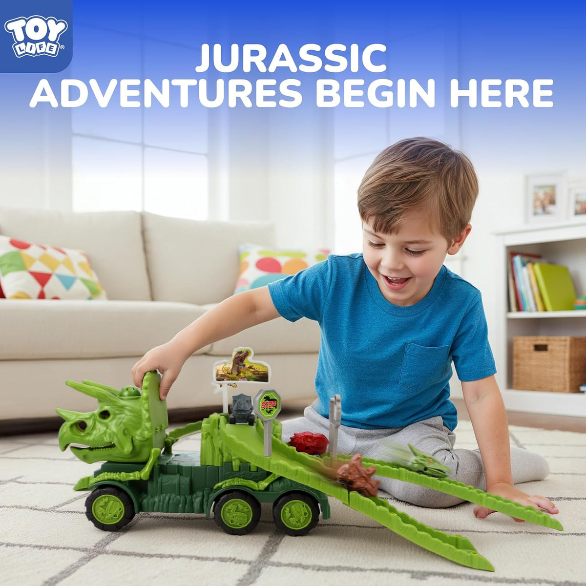 TOY Life Dinosaur Transport Truck Playset, 57 Pieces, Ages 3+
